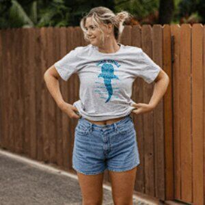 SAND CLOUD Women's Spotted Shark Short Sleeve Tee Size XS Heather Gray